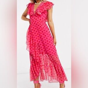 DARK PINK London Pink with Polka Dot Dress